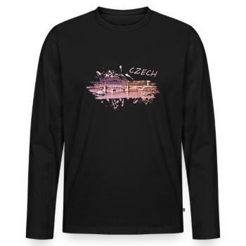 République tchèque Prague République tchèque - T-shirt manches longues Premium bio Homme - noir - Devant - Nico (187cm)