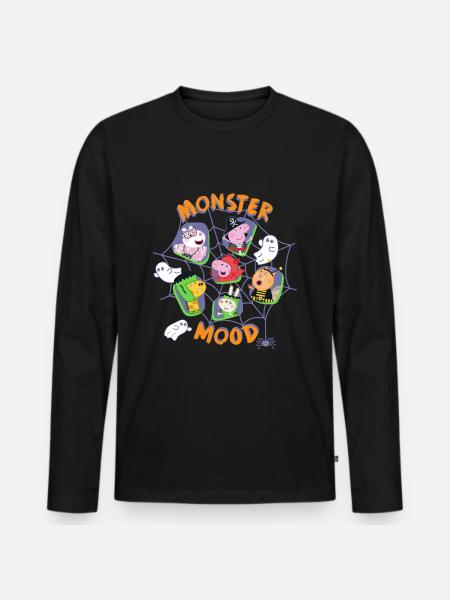 Peppa Pig Ontwerp Monster Mood Halloween - Mannen Premium Bio shirt met lange mouwen - zwart