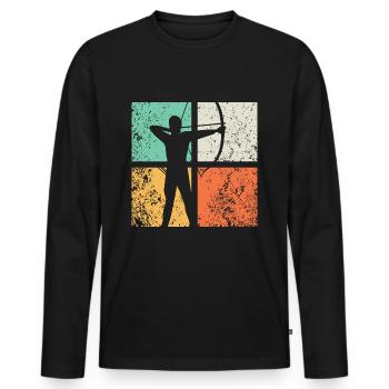 archer - T-shirt manches longues Premium bio Homme - noir - Devant - Nico (187cm)