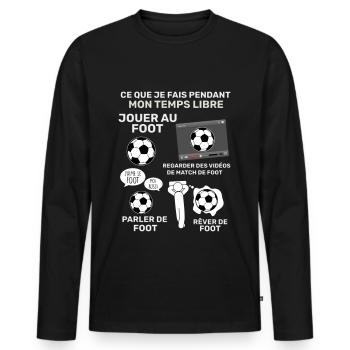 Foot Passion Homme Et Enfant Temps Libre - T-shirt manches longues Premium bio Homme - noir - Devant - Nico (187cm)