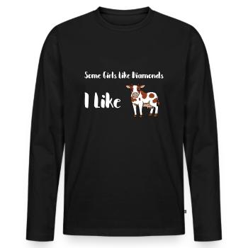 Cow cows girl farmer farm farmer gift - Men's Premium Organic Long Sleeve Shirt - black - Front - Nico (187cm)