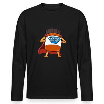 Biscuit au beurre de cacahuètes - T-shirt manches longues Premium bio Homme - noir - Devant - Nico (187cm)