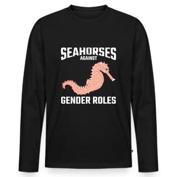 Seahorses sea feminism equal rights - Men's Premium Organic Long Sleeve Shirt - black - Front - Nico (187cm)