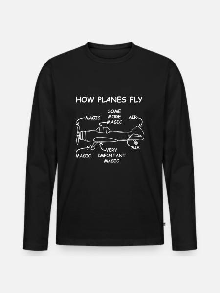 Flyvemaskine piloter flyvning flyvende maskine flyvning - Premium økologisk langærmet T-shirt til mænd - sort