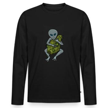 Alien Weed 420 cadeau de marijuana mixte fumée - T-shirt manches longues Premium bio Homme - noir - Devant - Nico (187cm)
