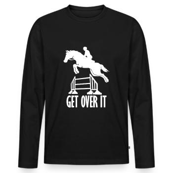 Cheval de cavalier galop de saut d'obstacles de course de poulain - T-shirt manches longues Premium bio Homme - noir - Devant - Nico (187cm)
