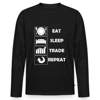 Trading Trading Food Sleeping Trades Stock Market - Men's Premium Organic Long Sleeve Shirt - black - Front - Nico (187cm)