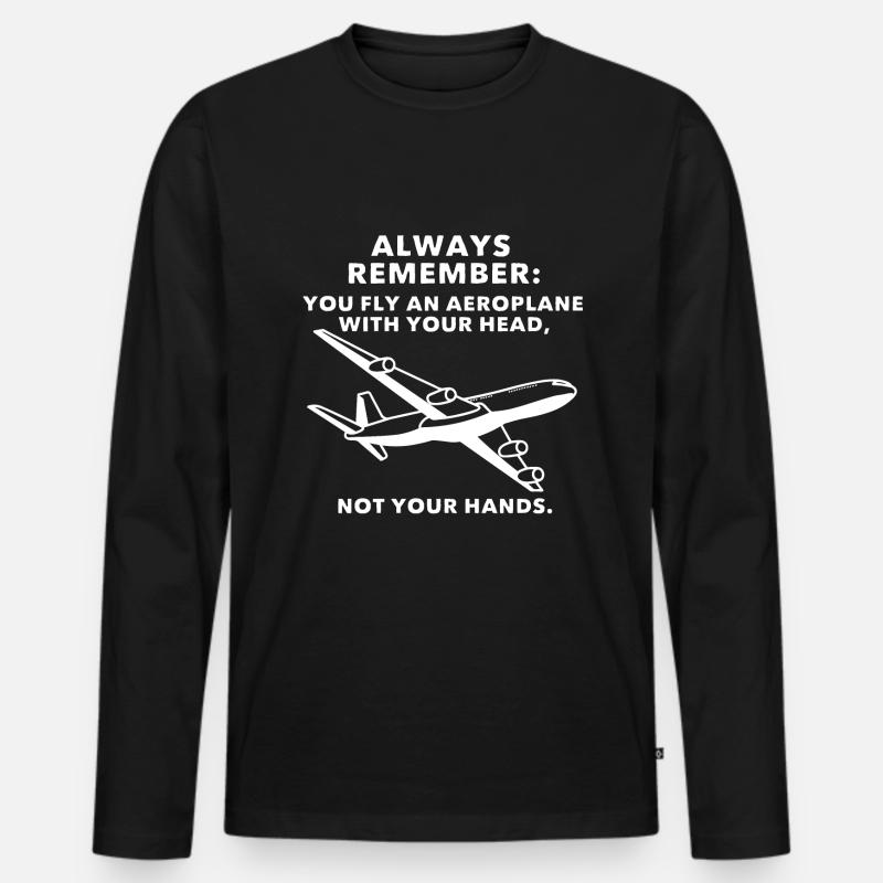 Flugzeug Pilot - Männer Premium Bio Langarmshirt - Schwarz