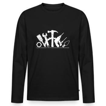 Outillage réparation de réparation - T-shirt manches longues Premium bio Homme - noir - Devant - Nico (187cm)