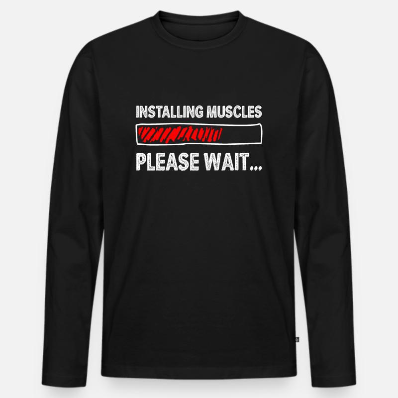 Bitte warten - Männer Premium Bio Langarmshirt - Schwarz