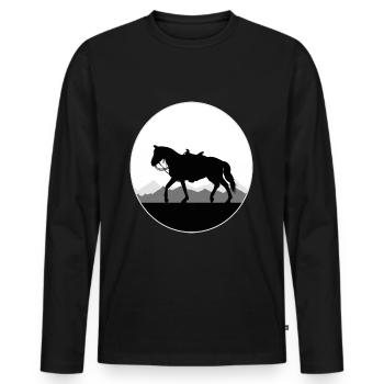 Cowgirls Western Équitation Chevaux Équitation Filles - T-shirt manches longues Premium bio Homme - noir - Devant - Nico (187cm)