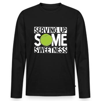 Tennisplatz Spruch Für Tennis - Männer Premium Bio Langarmshirt - Schwarz - Vorne - Nico (187cm)