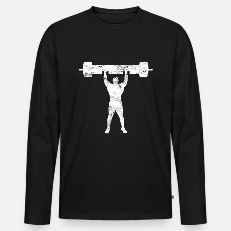 Strongman Schulterdrücken - Männer Premium Bio Langarmshirt - Schwarz