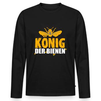 Imker Bienenkönig Imkerei Bienenzucht Geschenk - Männer Premium Bio Langarmshirt - Schwarz - Vorne - Nico (187cm)