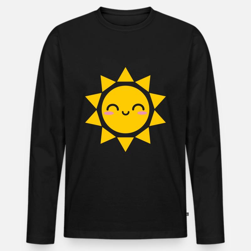 Sonne Niedlich Kawaii - Männer Premium Bio Langarmshirt - Schwarz