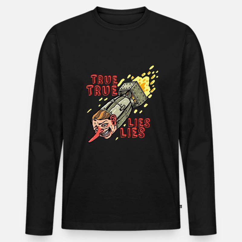 WAHRE LÜGEN - Männer Premium Bio Langarmshirt - Schwarz