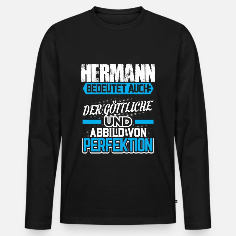 HERMANN - Gott Geschenk - Männer Premium Bio Langarmshirt - Schwarz