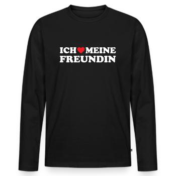 I love my girlfriend, girlfriend gifts - Men's Premium Organic Long Sleeve Shirt - black - Front - Nico (187cm)