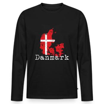 Dänemark - Männer Premium Bio Langarmshirt - Schwarz - Vorne - Nico (187cm)