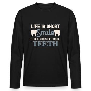 Life is short - Men's Premium Organic Long Sleeve Shirt - black - Front - Nico (187cm)