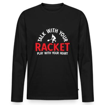 Tennisplatz Spruch Für Tennis - Männer Premium Bio Langarmshirt - Schwarz - Vorne - Nico (187cm)