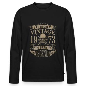 50th birthday legend proven since 1973 born - Men's Premium Organic Long Sleeve Shirt - black - Front - Nico (187cm)