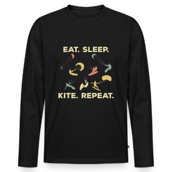 Kiter - Männer Premium Bio Langarmshirt - Schwarz - Vorne - Nico (187cm)