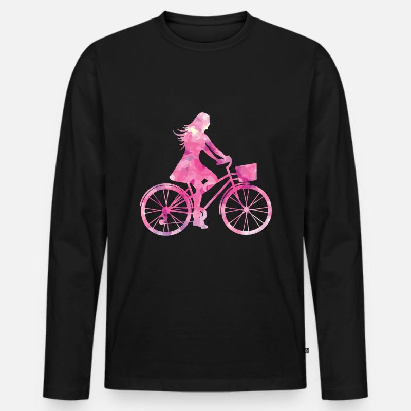 Fahrradfahrerin - Männer Premium Bio Langarmshirt - Schwarz