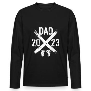 DAD Vater T-Shirt Vatertag 2023 Papa 2023 Werdende - Männer Premium Bio Langarmshirt - Schwarz - Vorne - Nico (187cm)