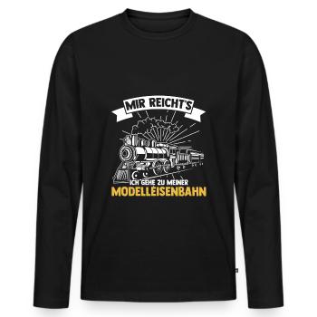 Mir reicht's ich geh zu meiner Modelleisenbahn Eis - Männer Premium Bio Langarmshirt - Schwarz - Vorne - Nico (187cm)