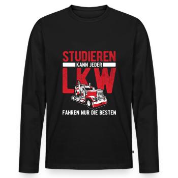LKW Fahrer Studieren Kann Jeder LKW Fahren Nur Die - Männer Premium Bio Langarmshirt - Schwarz - Vorne - Nico (187cm)