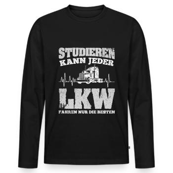 LKW Fahrer Studieren Kann Jeder LKW Fahren Nur Die - Männer Premium Bio Langarmshirt - Schwarz - Vorne - Nico (187cm)