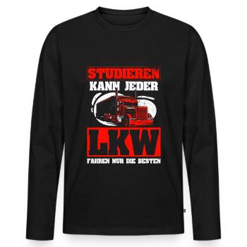 LKW Fahrer Studieren Kann Jeder LKW Fahren Nur Die - Männer Premium Bio Langarmshirt - Schwarz - Vorne - Nico (187cm)