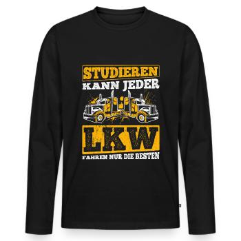 LKW Fahrer Studieren Kann Jeder LKW Fahren Nur Die - Männer Premium Bio Langarmshirt - Schwarz - Vorne - Nico (187cm)
