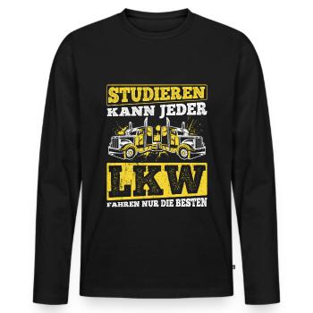 LKW Fahrer Studieren Kann Jeder LKW Fahren Nur Die - Männer Premium Bio Langarmshirt - Schwarz - Vorne - Nico (187cm)