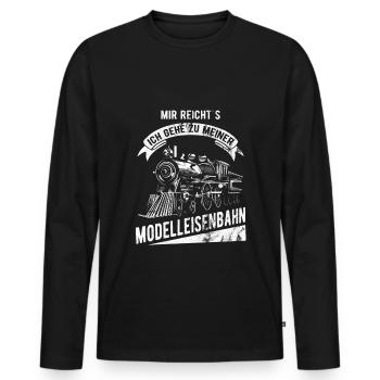 Mir reicht's ich geh zu meiner Modelleisenbahn Eis - Männer Premium Bio Langarmshirt - Schwarz - Vorne - Nico (187cm)