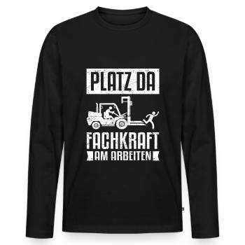 Staplerfahrer Gabelstapler - Platz da ihr Lappen S - Männer Premium Bio Langarmshirt - Schwarz - Vorne - Nico (187cm)