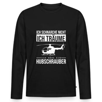 Ich schnarche nicht Ich Träume Hubschrauber Pilot - Männer Premium Bio Langarmshirt - Schwarz - Vorne - Nico (187cm)