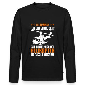Helikopter du denkst ich bin verrückt Hubschrauber - Männer Premium Bio Langarmshirt - Schwarz - Vorne - Nico (187cm)