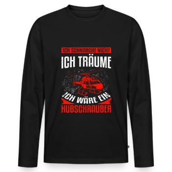 Hubschrauber Ich schnarche nicht - Helikopter Pilo - Männer Premium Bio Langarmshirt - Schwarz - Vorne - Nico (187cm)