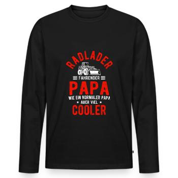 Radlader fahrender Papa wie ein Normaler Papa aber - Männer Premium Bio Langarmshirt - Schwarz - Vorne - Nico (187cm)