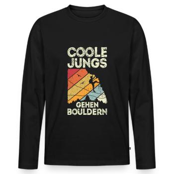 Coole Jungs gehen Bouldern - Klettern Kinder Junge - Männer Premium Bio Langarmshirt - Schwarz - Vorne - Nico (187cm)