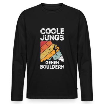 Coole Jungs gehen Bouldern - Klettern Geschenk Jun - Männer Premium Bio Langarmshirt - Schwarz - Vorne - Nico (187cm)