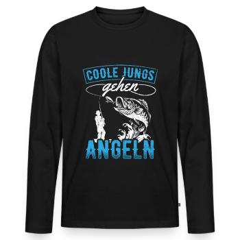 Coole Jungs gehen Angeln - Angler Fischer Kinder J - Männer Premium Bio Langarmshirt - Schwarz - Vorne - Nico (187cm)