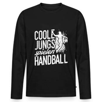 Coole Jungs spielen Handball - Handballer Jungen K - Männer Premium Bio Langarmshirt - Schwarz - Vorne - Nico (187cm)
