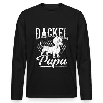 Dackel Papa Hundeliebhaber Dachshund Vatertag - Männer Premium Bio Langarmshirt - Schwarz - Vorne - Nico (187cm)