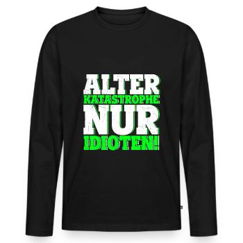 Alter KATASTROPHE nur Idioten - KFZ Mechaniker Aut - Männer Premium Bio Langarmshirt - Schwarz - Vorne - Nico (187cm)