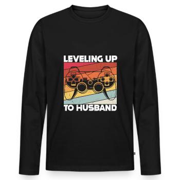Level Aufgestiegen Zum Ehemann Zocker Gamer Gaming - Männer Premium Bio Langarmshirt - Schwarz - Vorne - Nico (187cm)