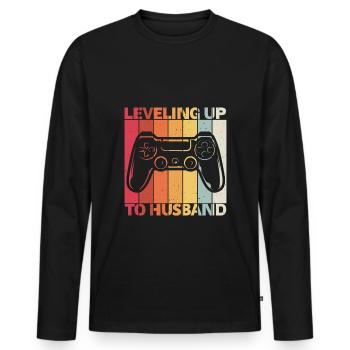 Level Aufgestiegen Zum Ehemann Zocker Gamer Gaming - Männer Premium Bio Langarmshirt - Schwarz - Vorne - Nico (187cm)