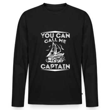 You can Call me Captain Segeln Matrose Vintage Kap - Männer Premium Bio Langarmshirt - Schwarz - Vorne - Nico (187cm)